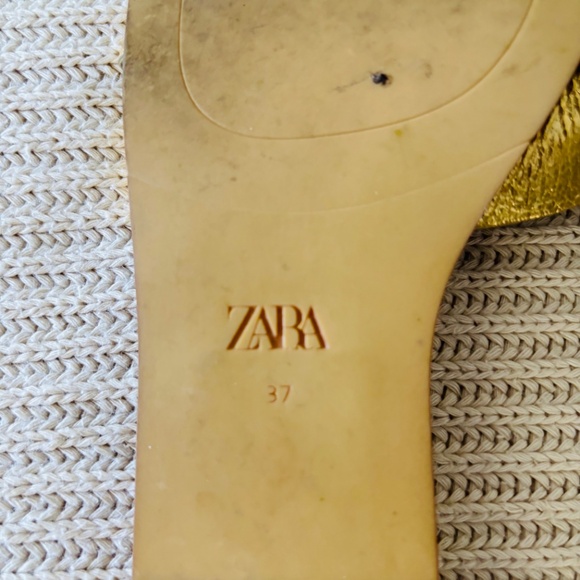 ZARA WOMENS GOLD SLIDE SANDAL - Picture 6 of 8